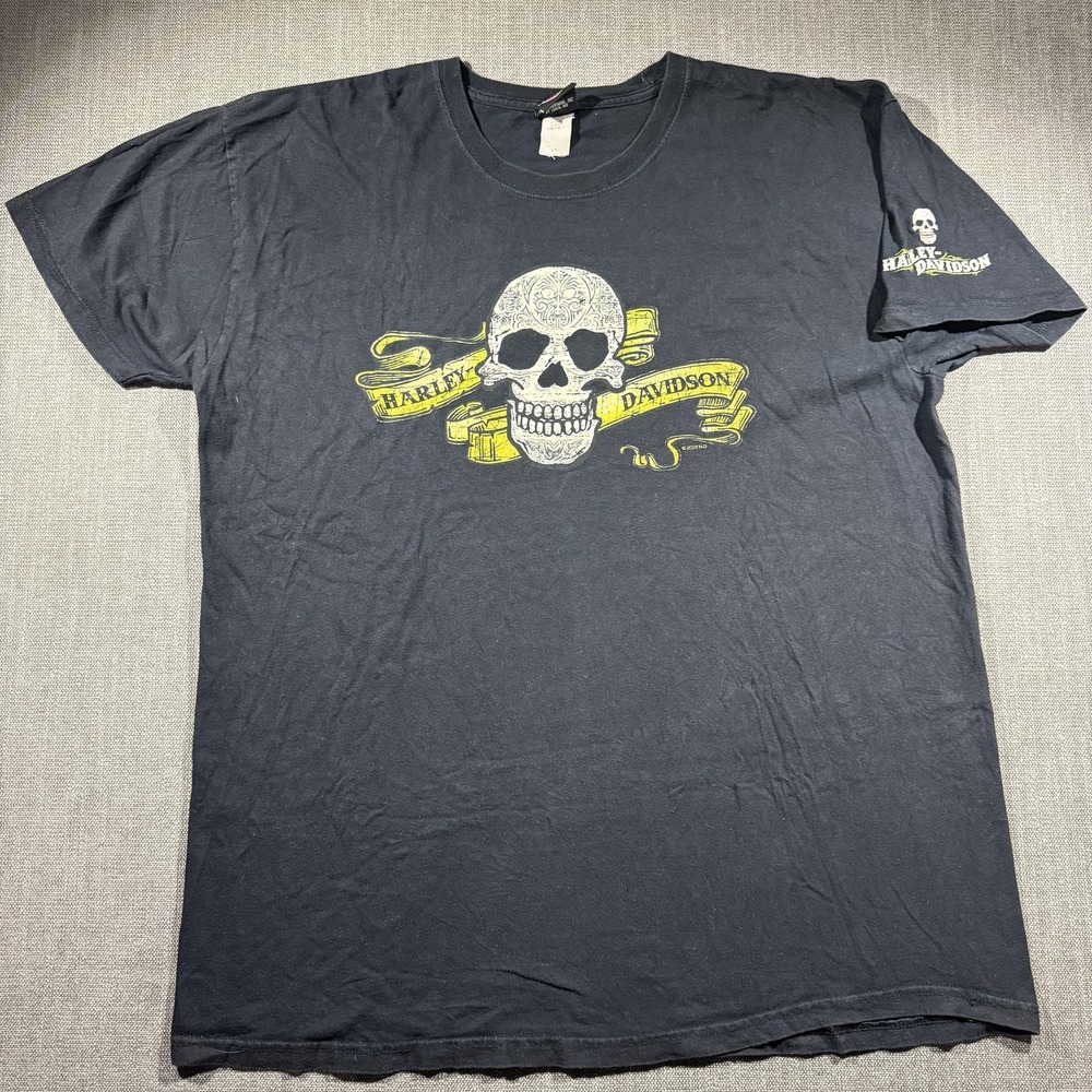 Vintage Harley-Davidson Shirt Mens 2XL Black Skull Louisville Kentucky 00s